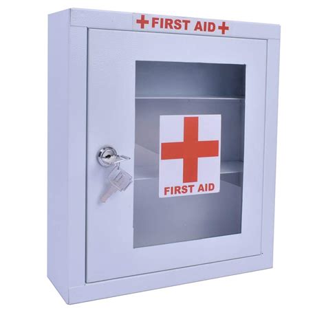 metal wall mounted first aid box|empty first aid wall cabinet.